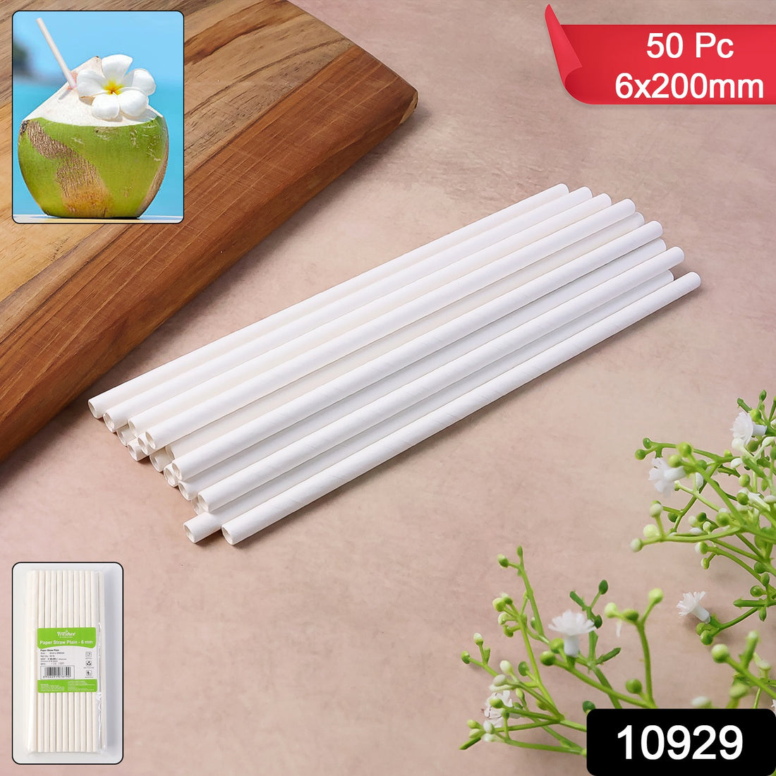 Paper Straw  Plain 6 Mm Diameter 200 Mm Length 50 Pcs Pack