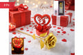 Heart Love Decorative Showpiece With Golden Rose Flower Gift Set (2 Pc)