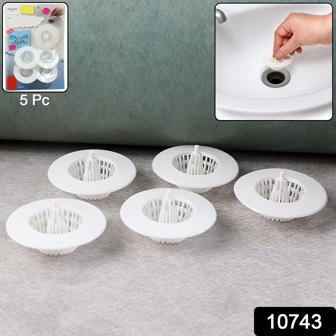 5 Pcs Multipurpose Sink Drain Hair Catcher  Strainer Filter (3045 Mm)