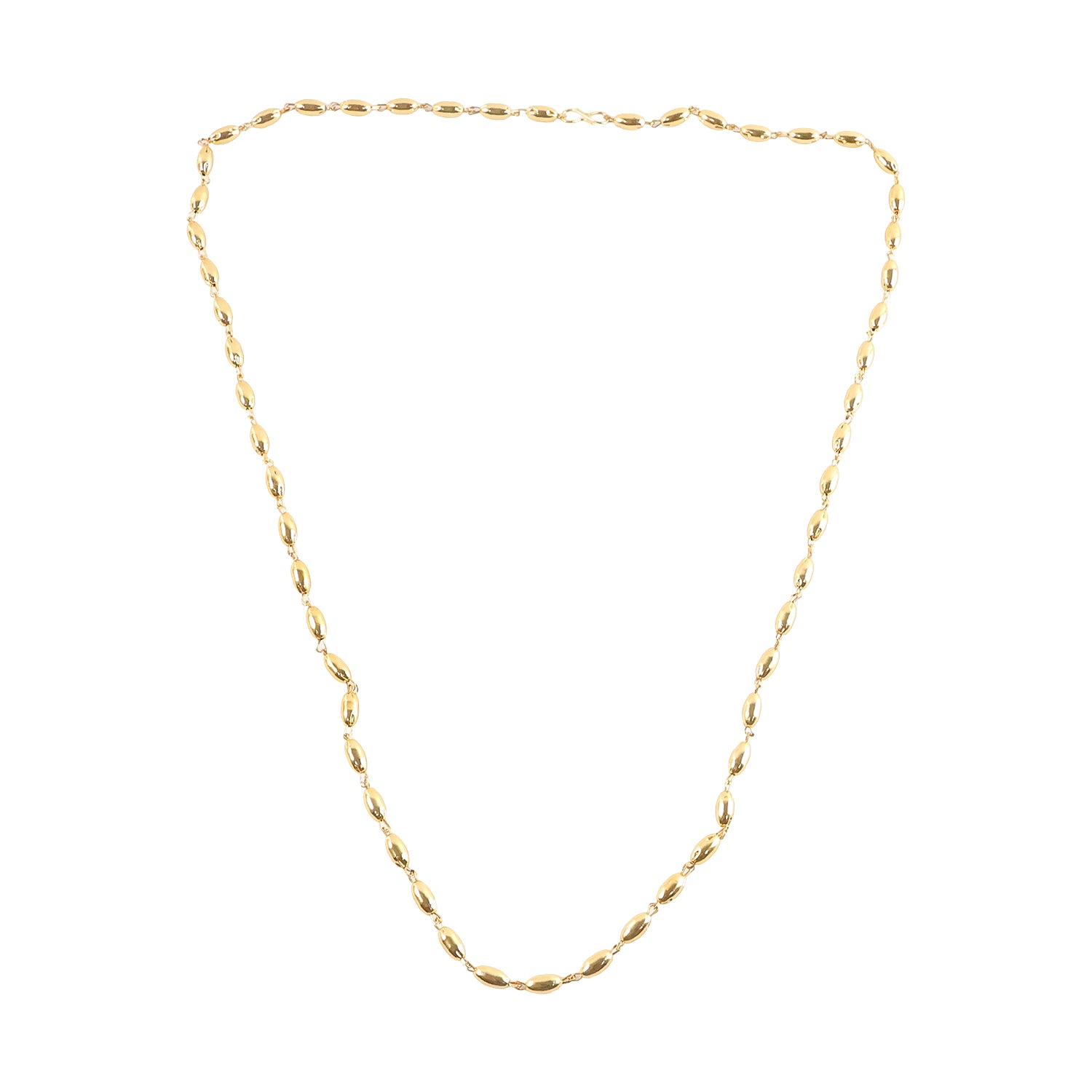 Elegant Gold-tone Oval Bead Necklace Chain For Women (1 Pc)