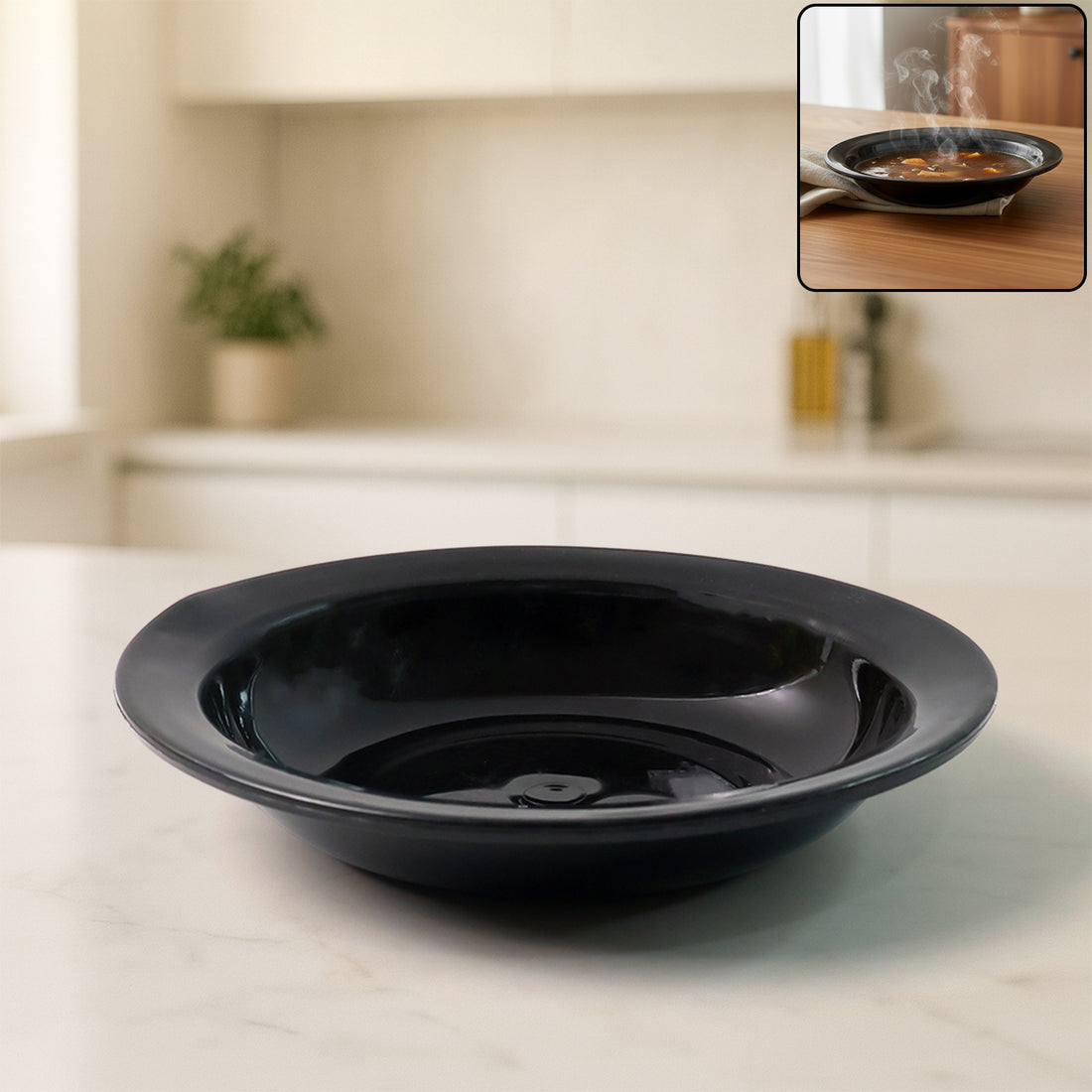 Premium Deep Black Curry Soup Serving Bowl (1 Pc)