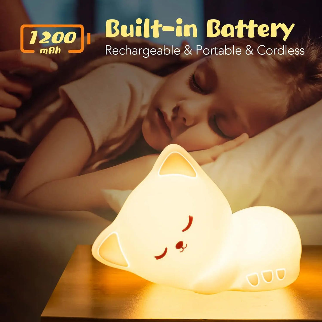 Sleeping Cat Rechargeable Silicone Night Lamp