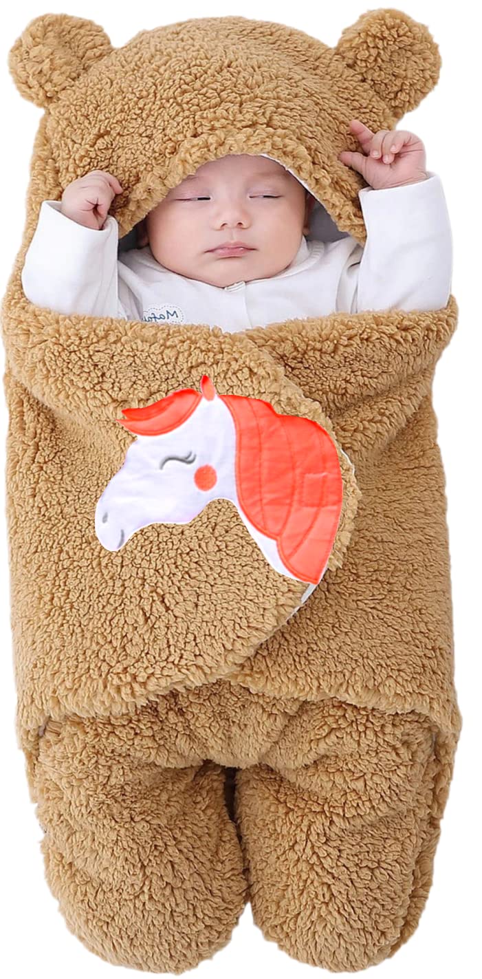Baby Blankets New Born Combo Pack of Hooded Wrapper Sleeping Bag and Baby Bath Towel for 0-6 Months Baby