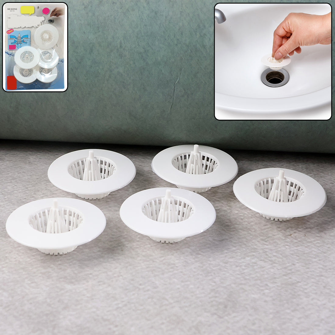 5 Pcs Multipurpose Sink Drain Hair Catcher  Strainer Filter (3045 Mm)