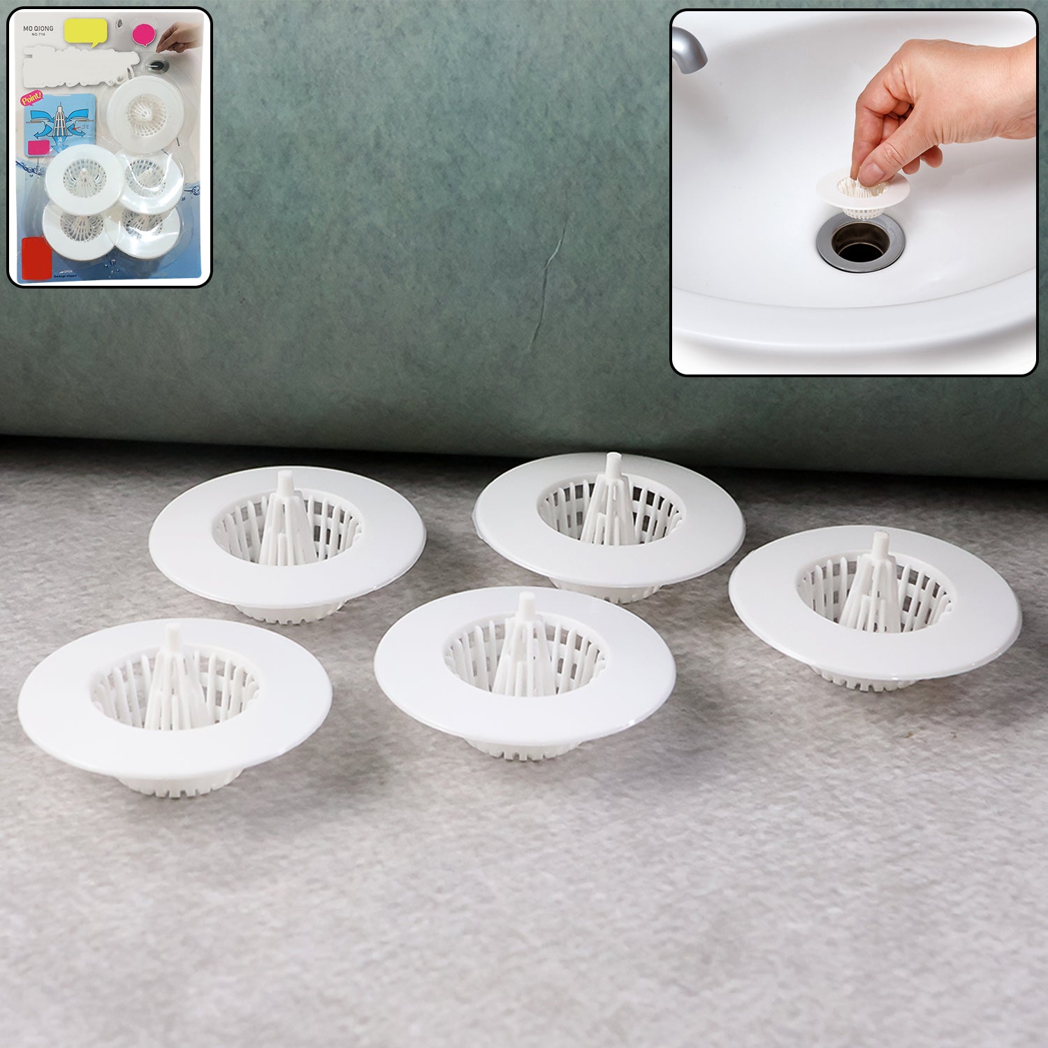 5 Pcs Multipurpose Sink Drain Hair Catcher  Strainer Filter (3045 Mm)