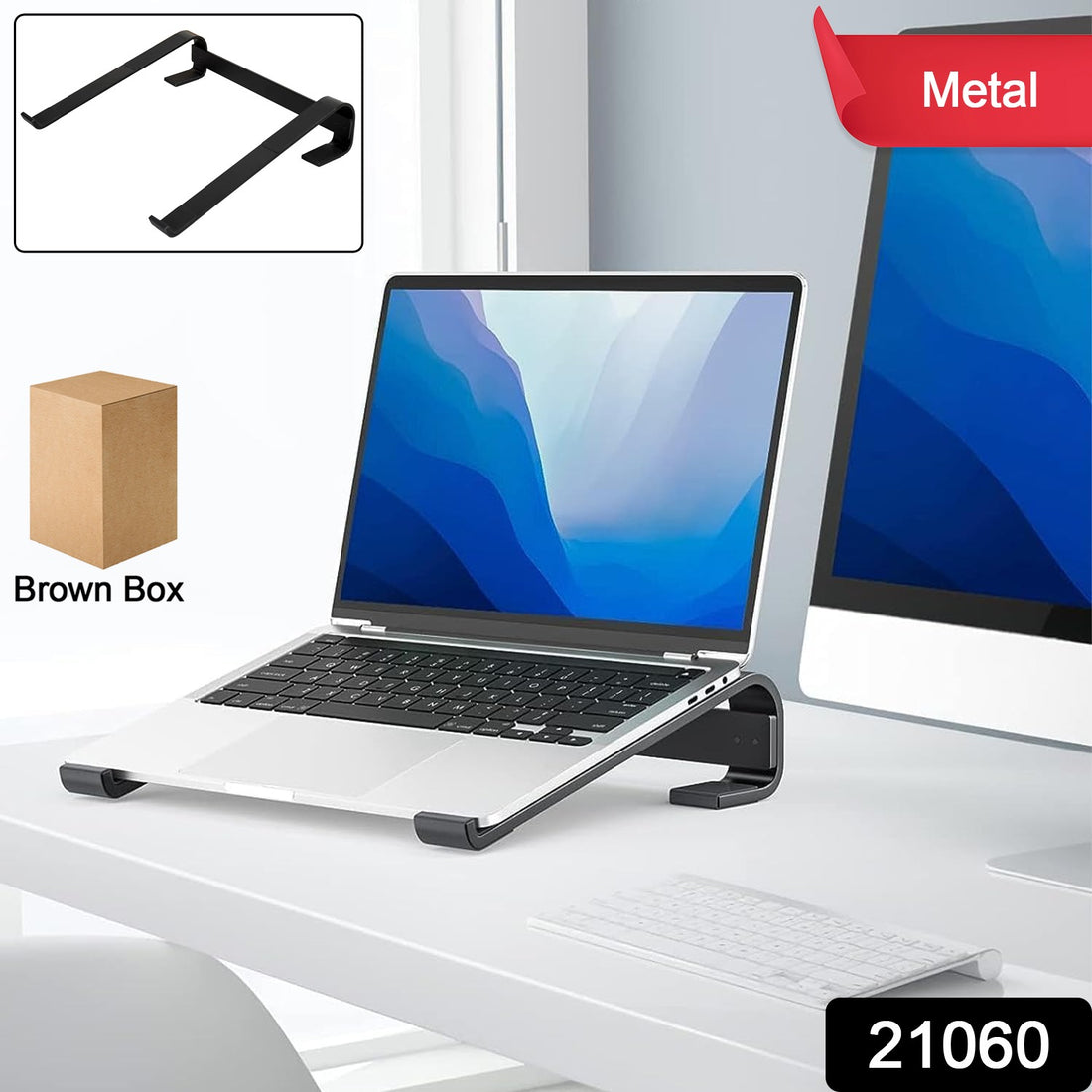 Fixed Metal Laptop Stand For Desk (25  26 Cm)