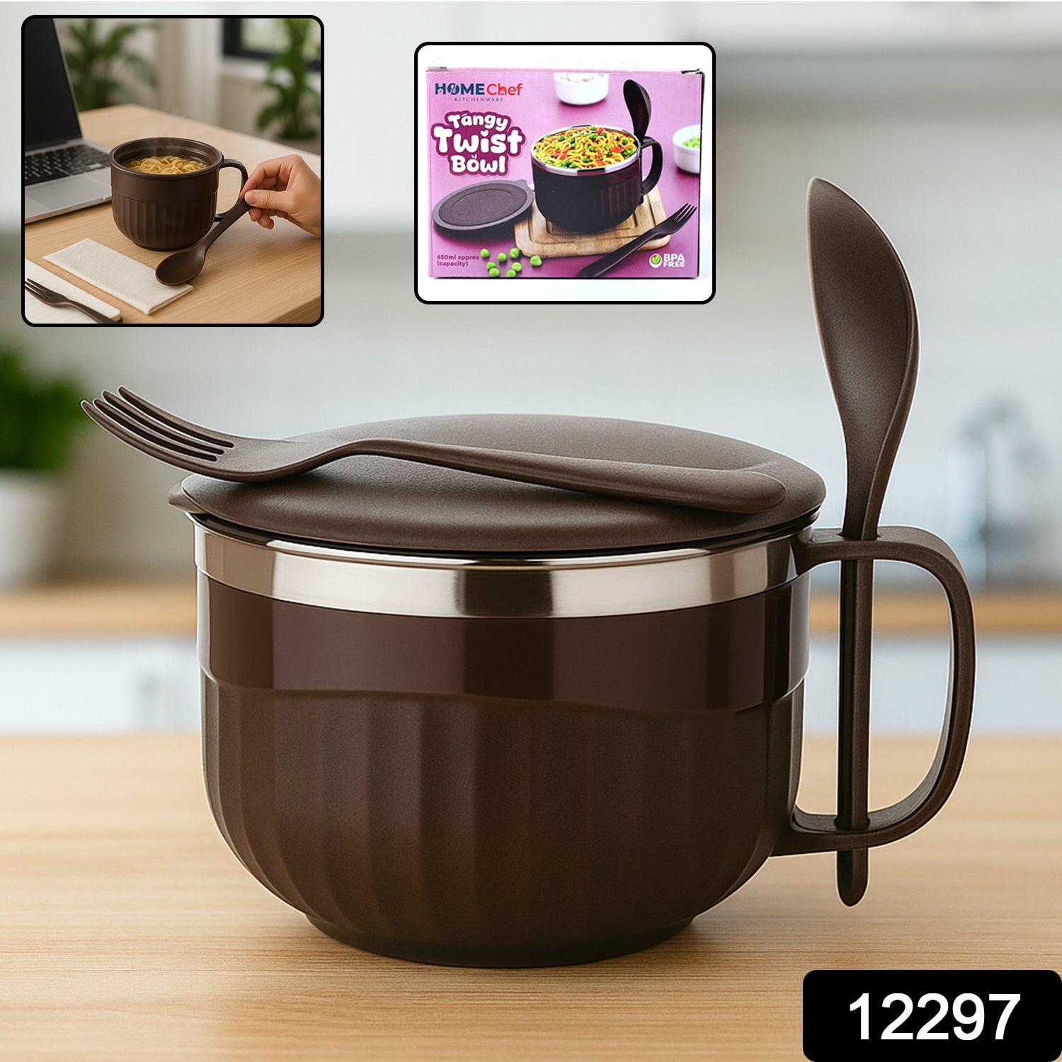 Home Chef Tangy Twist Insulated Lunch Bowl (Approx 650ml  1 Pc)