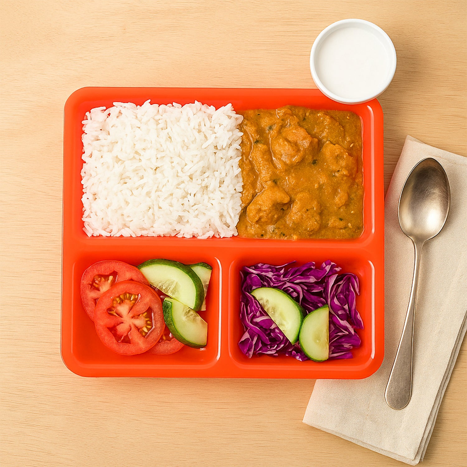 Plastic 3-compartment Rectangular Meal Serving Tray  Plates (1 Pc)