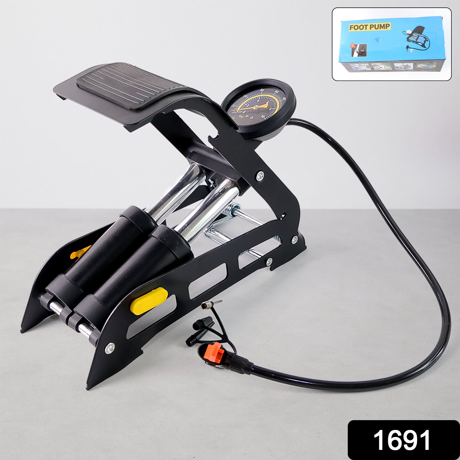 1691 Portable High Pressure Foot Air Pump Compressor For Car And Bike