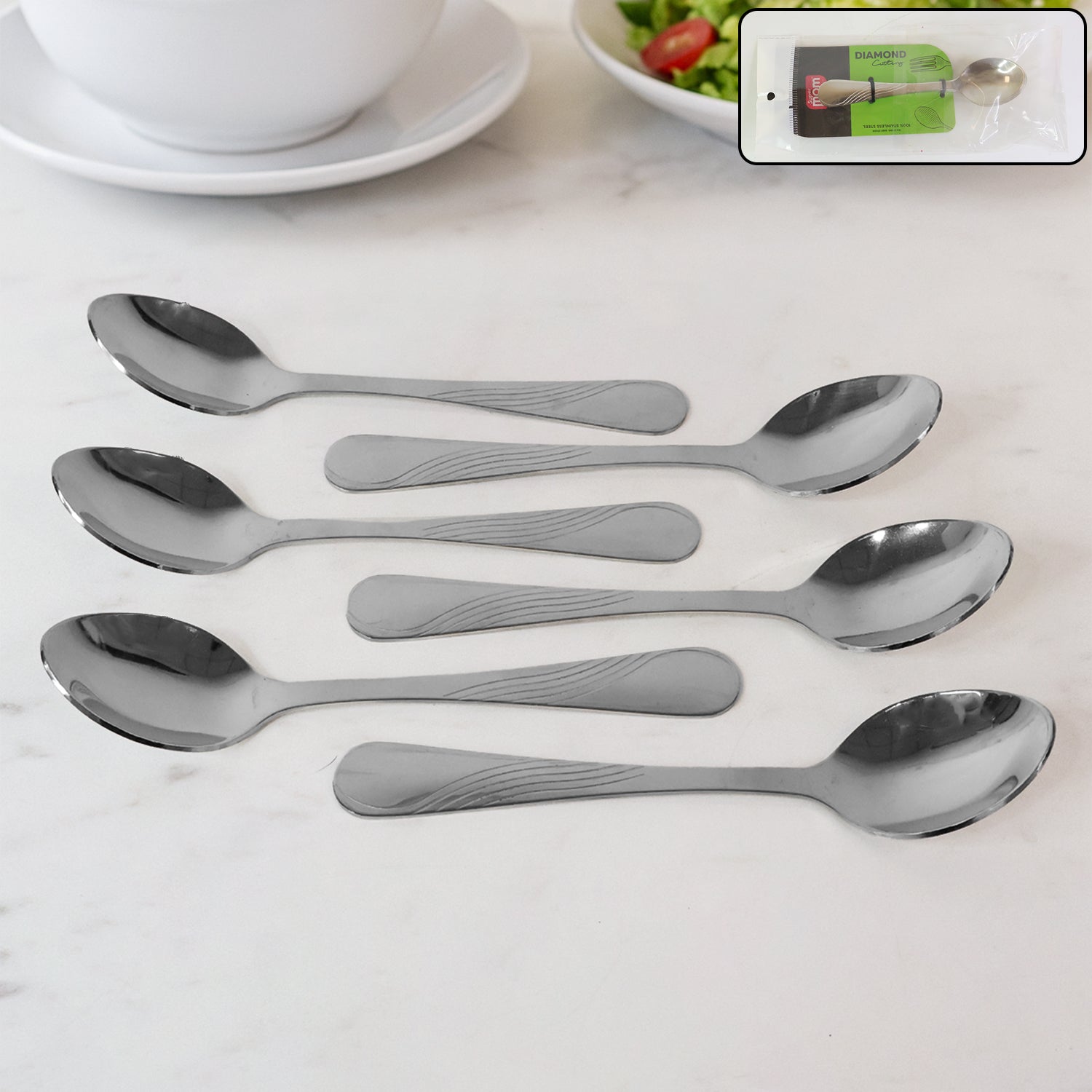 Supermom Diamond Stainless Steel Dining Spoon (6 Pc  Set)