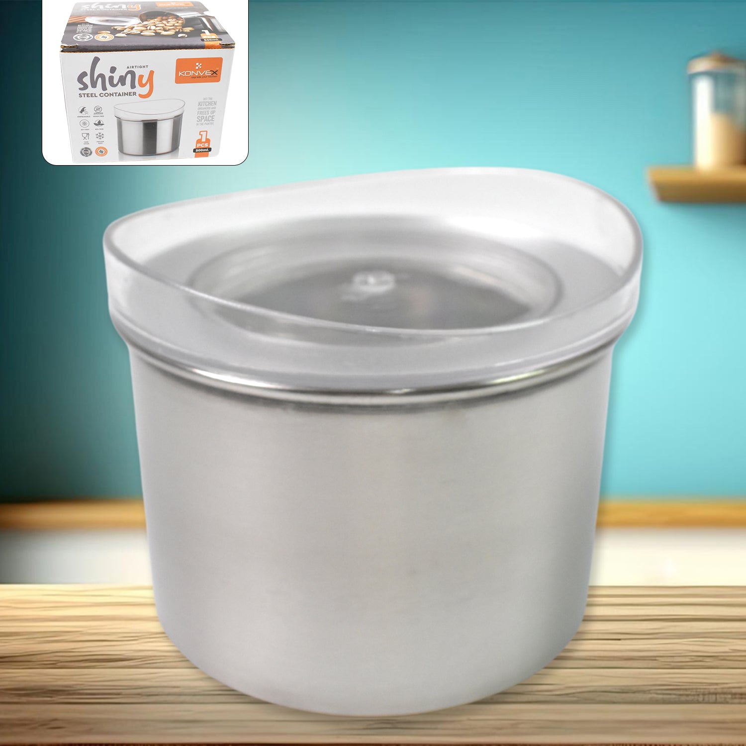Multipurpose Stainless Steel Airtight Containers With See Through Lid (1 Pc  500 Ml)