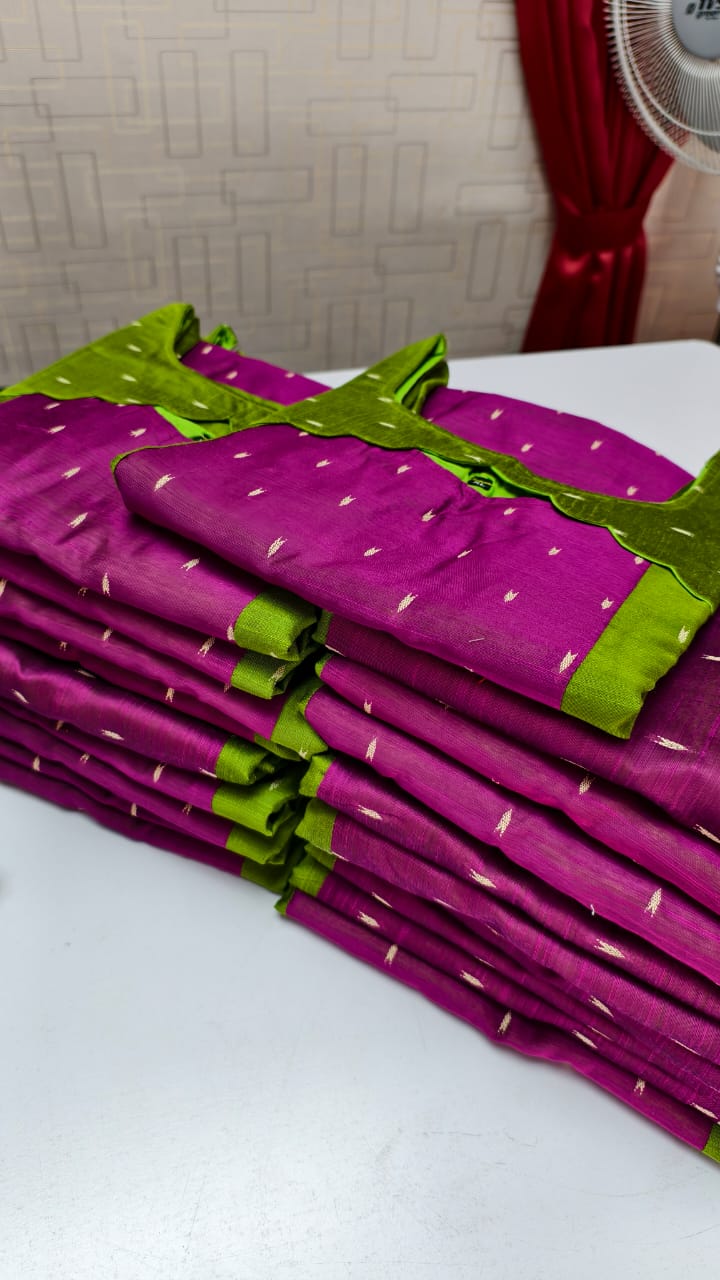 Raw Silk Double colour Kurti