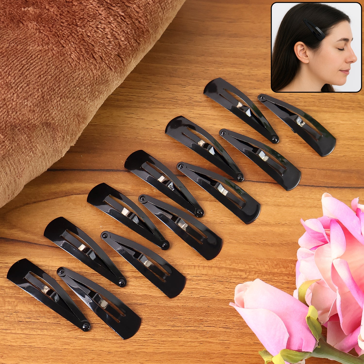 Metal Tik Tak Hair Clips (12 Pcs Set)