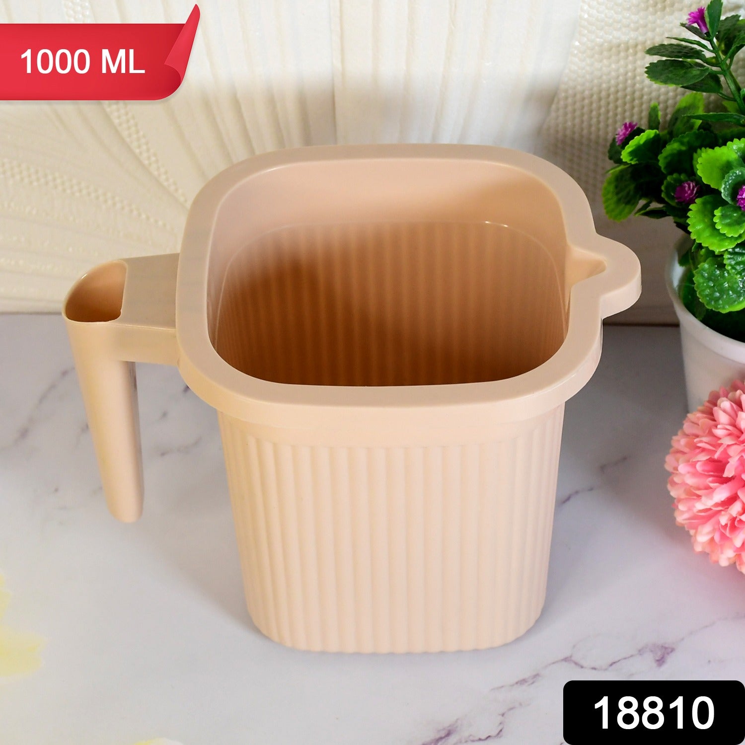 Plastic Square Bath Water Mug (1 Pc  1000 Ml  Mix Color)