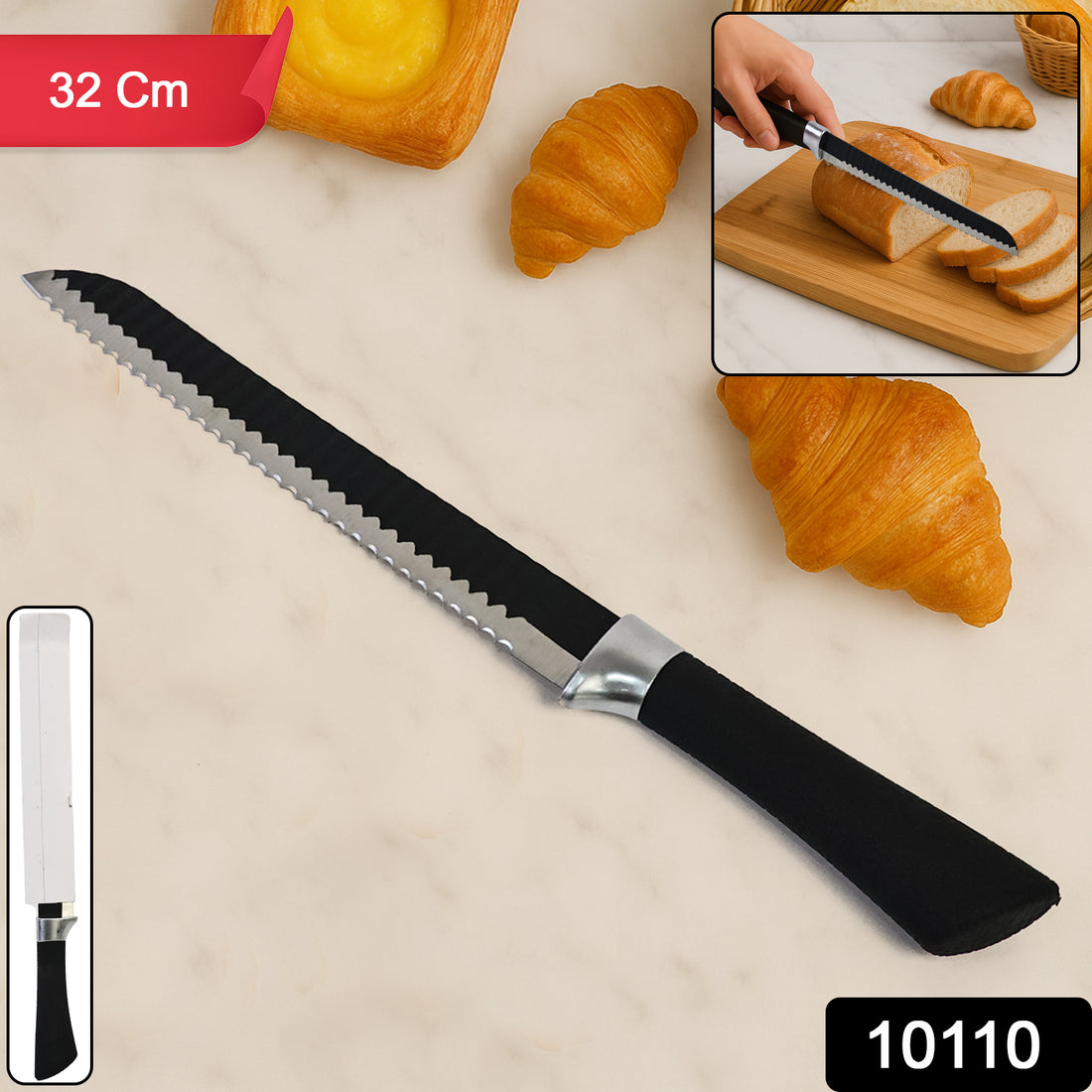 Premium 32 Cm Serrated Bread Knife With Ergonomic Handle