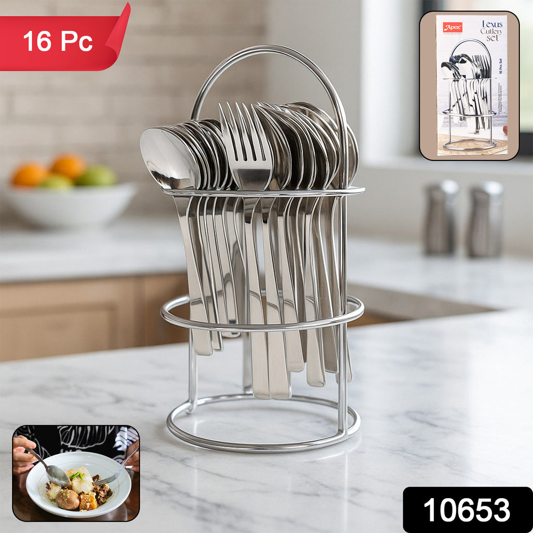 Apex Premium Stainless Steel Cutlery (16  Pc  Set)
