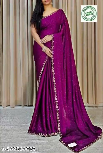 New Design Fancy Saree With Swarovski Daimond