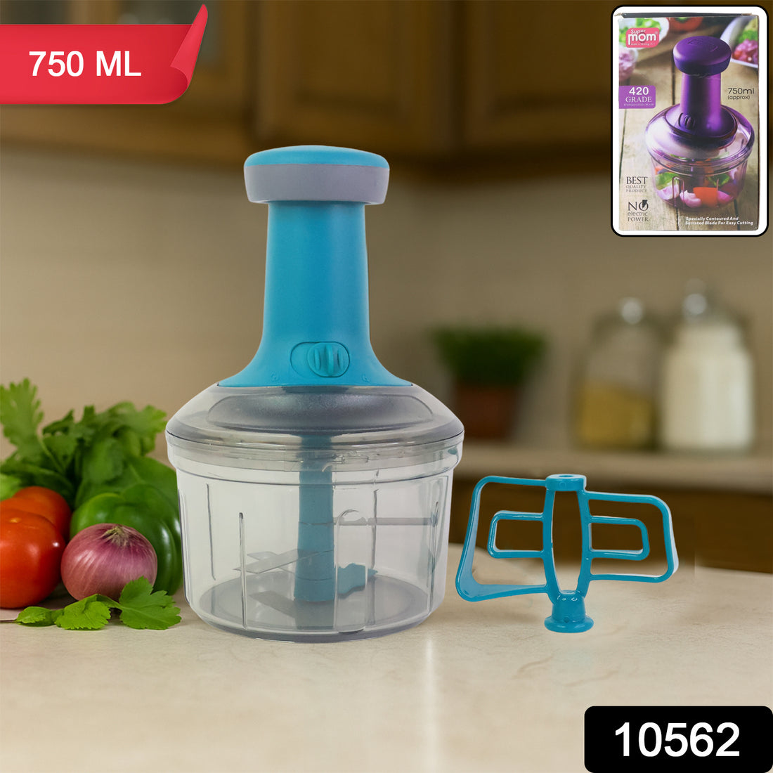 Supermom Premium Manual Push Chopper And Vegetable Cutter (750ml  1 Pc)