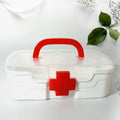 12734 Medical Box 1 Piece Indoor Outdoor Medical Utility Medicine Storage Box Detachable Tray Medical Box Multi Purpose Regular Medicine First Aid Box With Handle  Transparent Lid