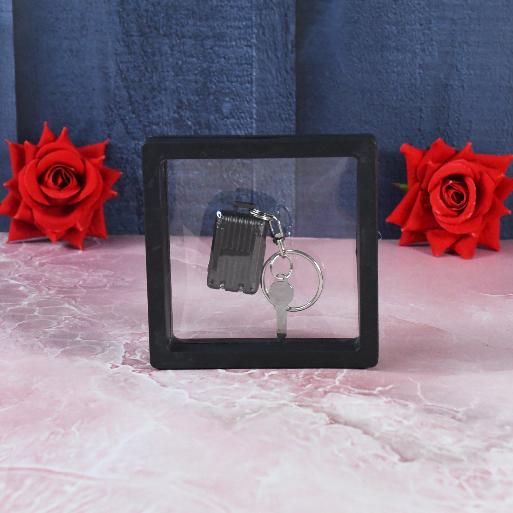 Suitcase Shape Nail Clipper Keychain With Key  3d Floating Frame Display Case (1 Set)