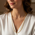 Elegant Gold-tone Oval Bead Necklace Chain For Women (1 Pc)