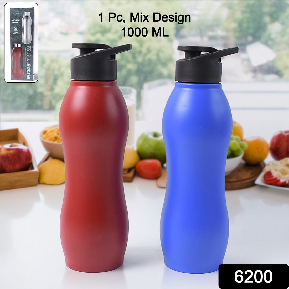 Stainless Steel Water Bottle (1000ml  Mix Colour  1 Pc  Matte)